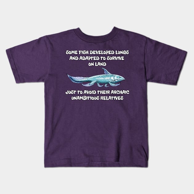 Relatives joke / Why fish evolved to survive on land Kids T-Shirt by SPACE ART & NATURE SHIRTS 